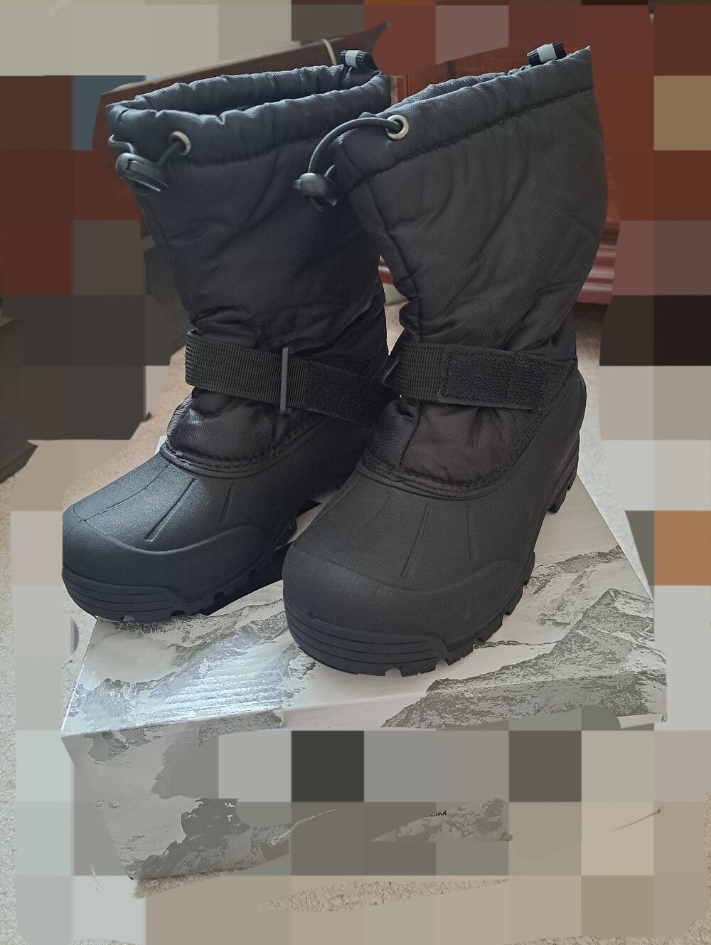 Kids' (Little Boys)Black Waterproof Insulated Snow Boots; Big Boy Size 2